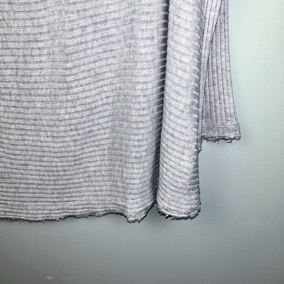 We the Free People Lover Rib Knit Split Back Pullover Gray Sweater Lightweight L - Picture 7 of 15